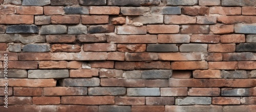 The brick wall is meticulously constructed using small bricks, creating a uniform and sturdy structure. Each individual brick fits snugly against the next, forming a durable wall with a textured