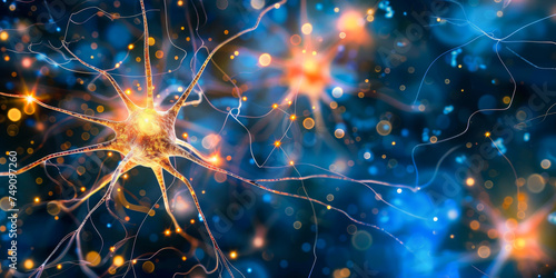 3D Rendering of Nerve Cell or Neuron Cells
