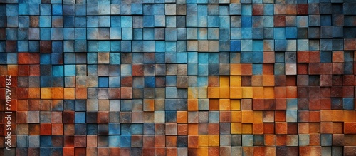 A wall constructed out of various colored blocks arranged in a mosaic pattern  creating a visually striking and vibrant display. Each block contributes to the overall design  adding depth and texture