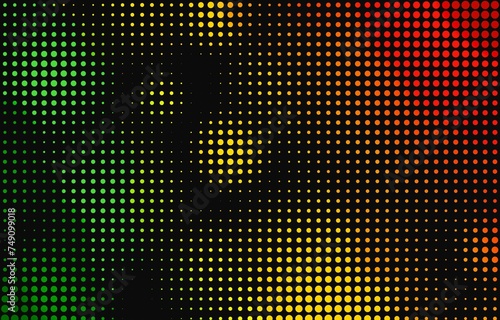 Abstract red, yellow, and green dance club or traffic light illustration background isolated on horizontal ratio wallpaper template for social media post, website cover, presentation backdrop, prints.