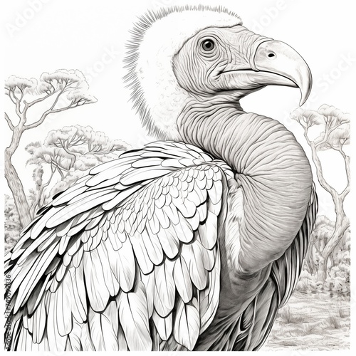 Adult coloring page California vulture photo