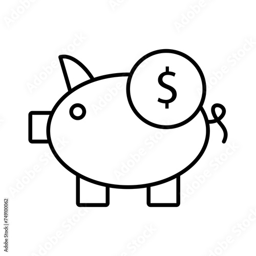 piggy bank vector glyph flat icon flat liner illustration on white background..eps