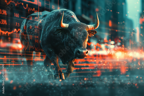 bull market concept with glowing charts