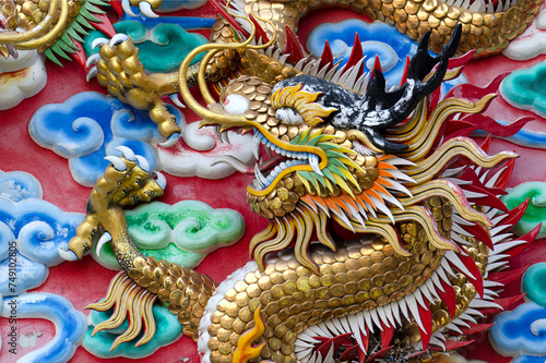 Wallpaper Mural Dragon, head sculpture on wall of temple in Thailand, Symbol of wealth, prosperity. Torontodigital.ca