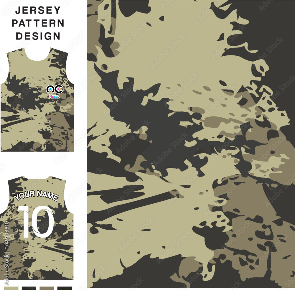 Abstract army concept vector jersey pattern template for printing or sublimation sports uniforms football volleyball basketball e-sports cycling and fishing Free Vector.