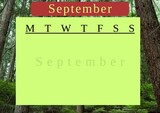 Organizing monthly activities, a September calendar template set against a serene forest backdrop