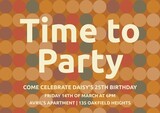 Invitation template, featuring a colorful polka dot background, evoking a festive and joyful mood
