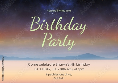 Celebrate a special occasion with this serene twilight sky-themed birthday invitation template