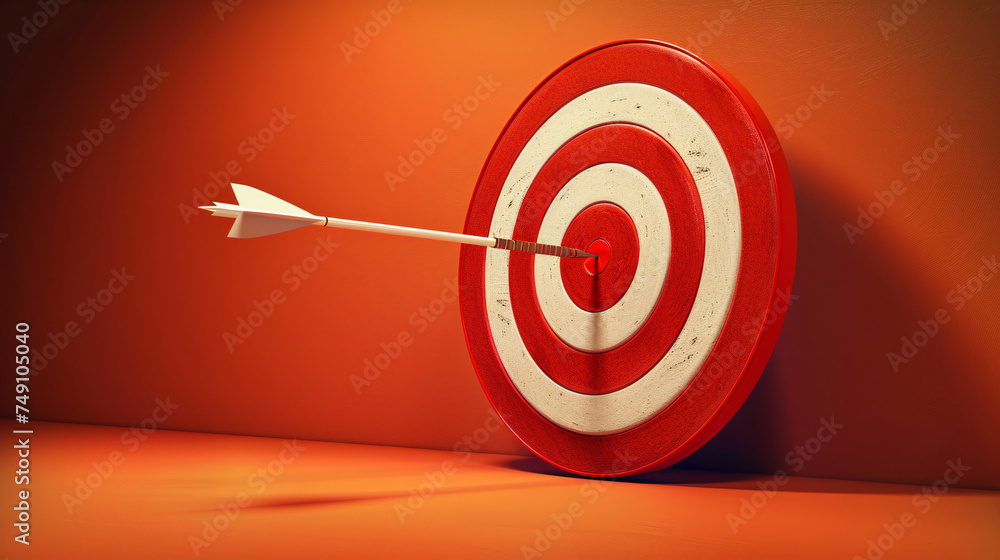 Grid red bullseye, business judgment investment financial field organized concept background