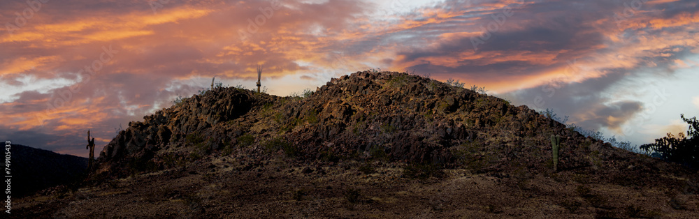 Sunset sky over mountain in the Arizona desert