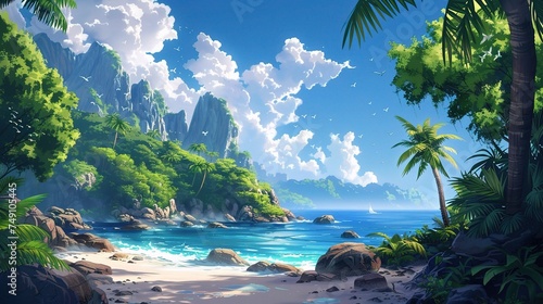 tropical paradise island and summer background