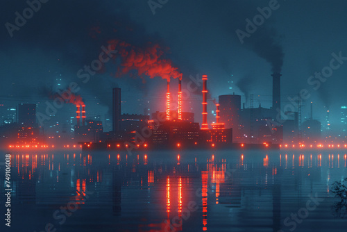 Oil and gas industrial area  factory chimney smoke environmental pollution concept background