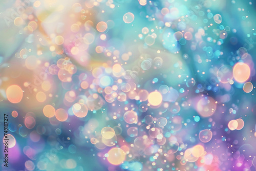 Close-up and defocused light background with pastel color tones, evoking a futurist and dreamy ambiance.