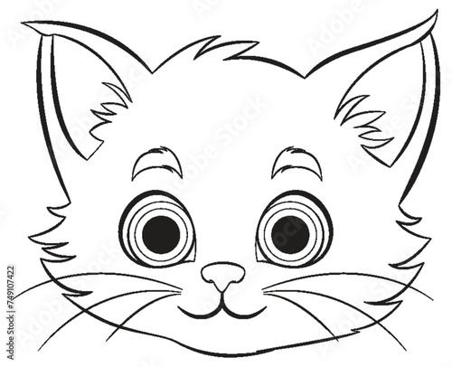 Black and white vector of a cute kitten