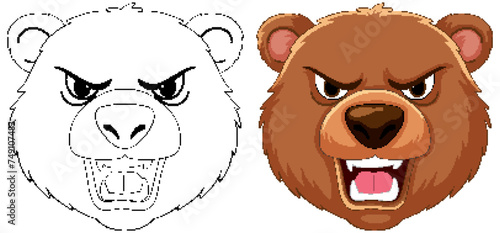 Two cartoon bears showing aggressive expressions.