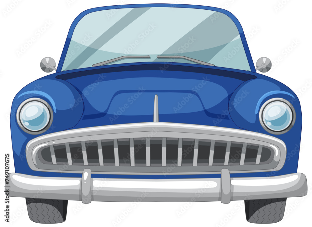 Vector graphic of a retro blue automobile