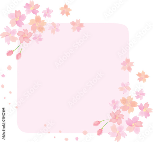 桜のフレーム・見出しイラスト正方形 　タイトル　枠　飾り枠 © MARUGARY