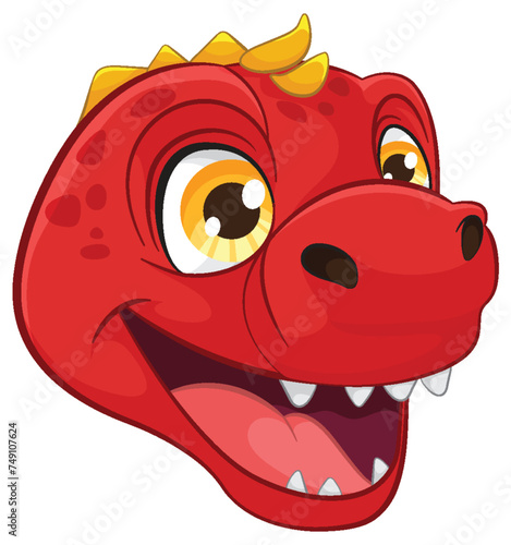 Colorful vector illustration of a smiling dinosaur head