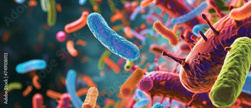 Close-up of colorful bacteria photo