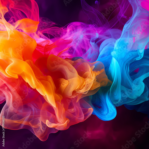 Abstract composition of colorful smoke trails.