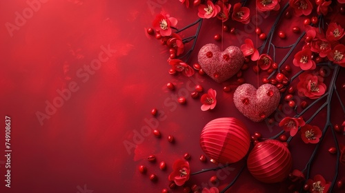 Valentines day background with_red decoration