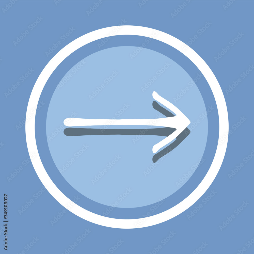 Right arrow icon vector. Right arrow icon vector in trendy flat style. Move forward icon image, Move forward icon illustration isolated on blue background Right arrow icon vector. Right arrow icon vector in trendy flat style. Move forward icon image, Move forward icon illustration isolated on blue background