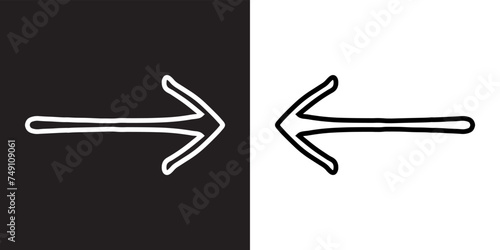 Right Left arrow icon vector. Next icon sign symbol in trendy flat style. Move forward and backward vector icon illustration isolated on black and white background