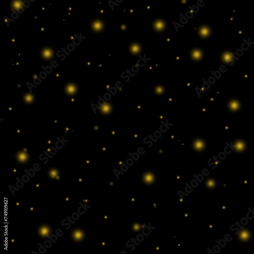 Confetti sparkle yellow light element, Sparkling stars ornament yellow light design black background