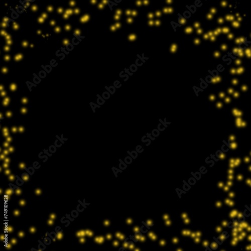 Confetti sparkle yellow light element  Sparkling stars ornament yellow light design black background