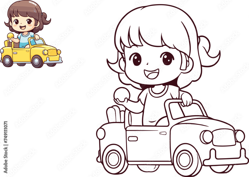 Joyful Drive, Cartoon Character Enjoying a Sunny Day Road Trip Joyful Drive, Cartoon Character Enjoying a Sunny Day Road Trip