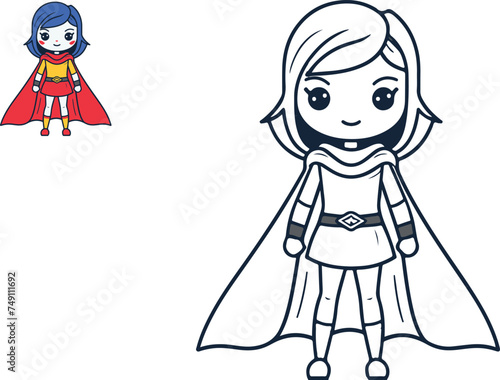 Empowering Young Minds, Playful Superheroine Coloring Pages for Creative Kids