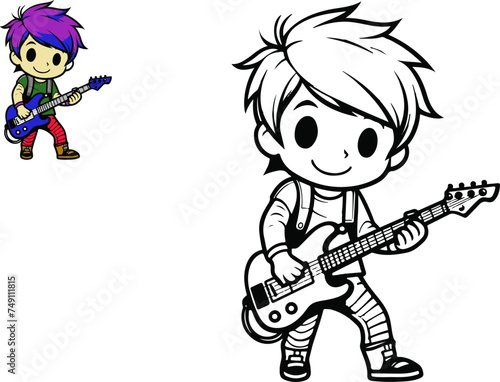 Strumming to the Beat, Young Rockstars Showcasing Passion and Style with Guitars