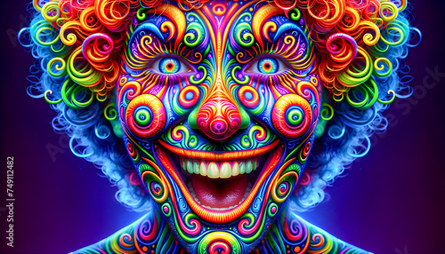 a face make-up carnival circus clown makeup birthday joker show cirque entertainment eyes crazy  cosplay performing comedy strange cosmetics festival festive fantasy costume Halloween fun mask party photo