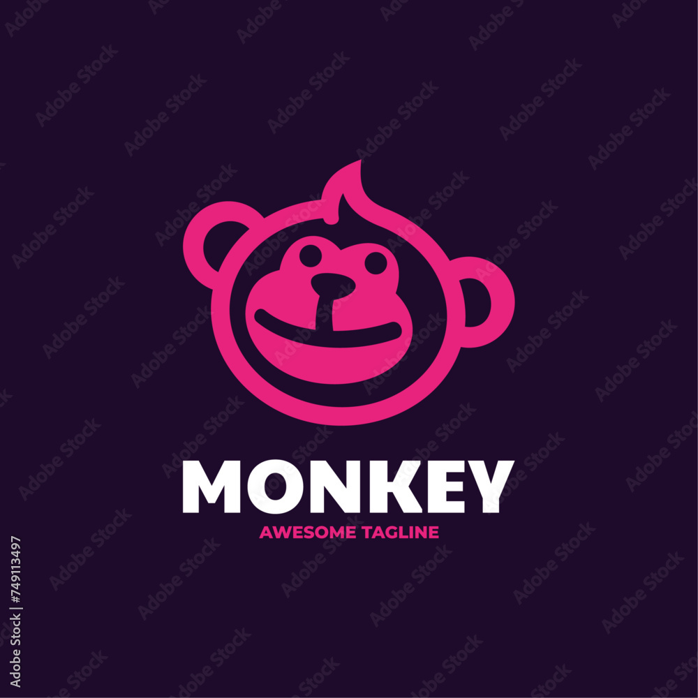 Vector Logo Illustration Monkey Simple Mascot Style. Vector Logo Illustration Monkey Simple Mascot Style.