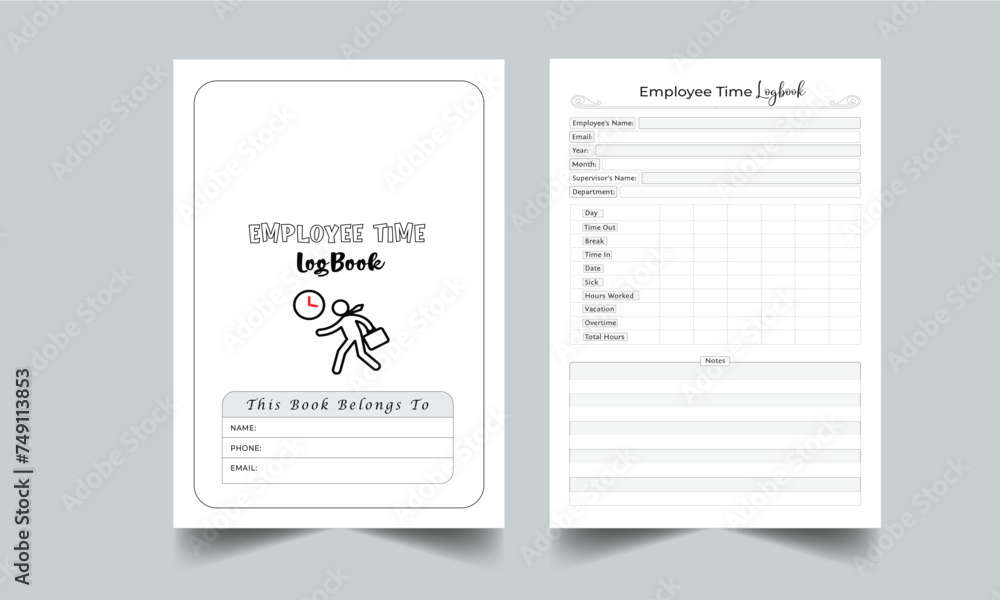 Employee Time Logbook Planner Design Template 