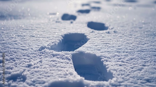 Footprints in the snow leading nowhere as aimless as a broken hearts path photo