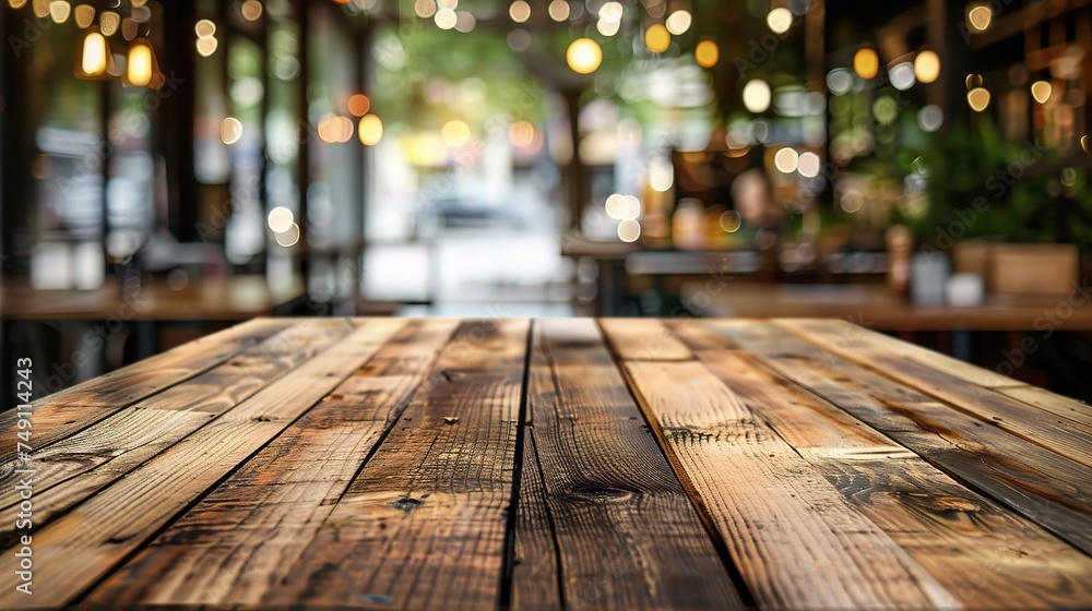 Wooden board empty table in front of blurred background Wooden board empty table in front of blurred background
