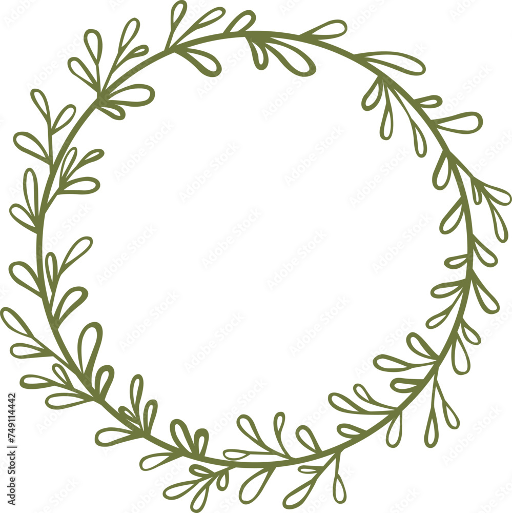 Abstract green leaves wreath illustration for decoration on nature and organic lifestyle.