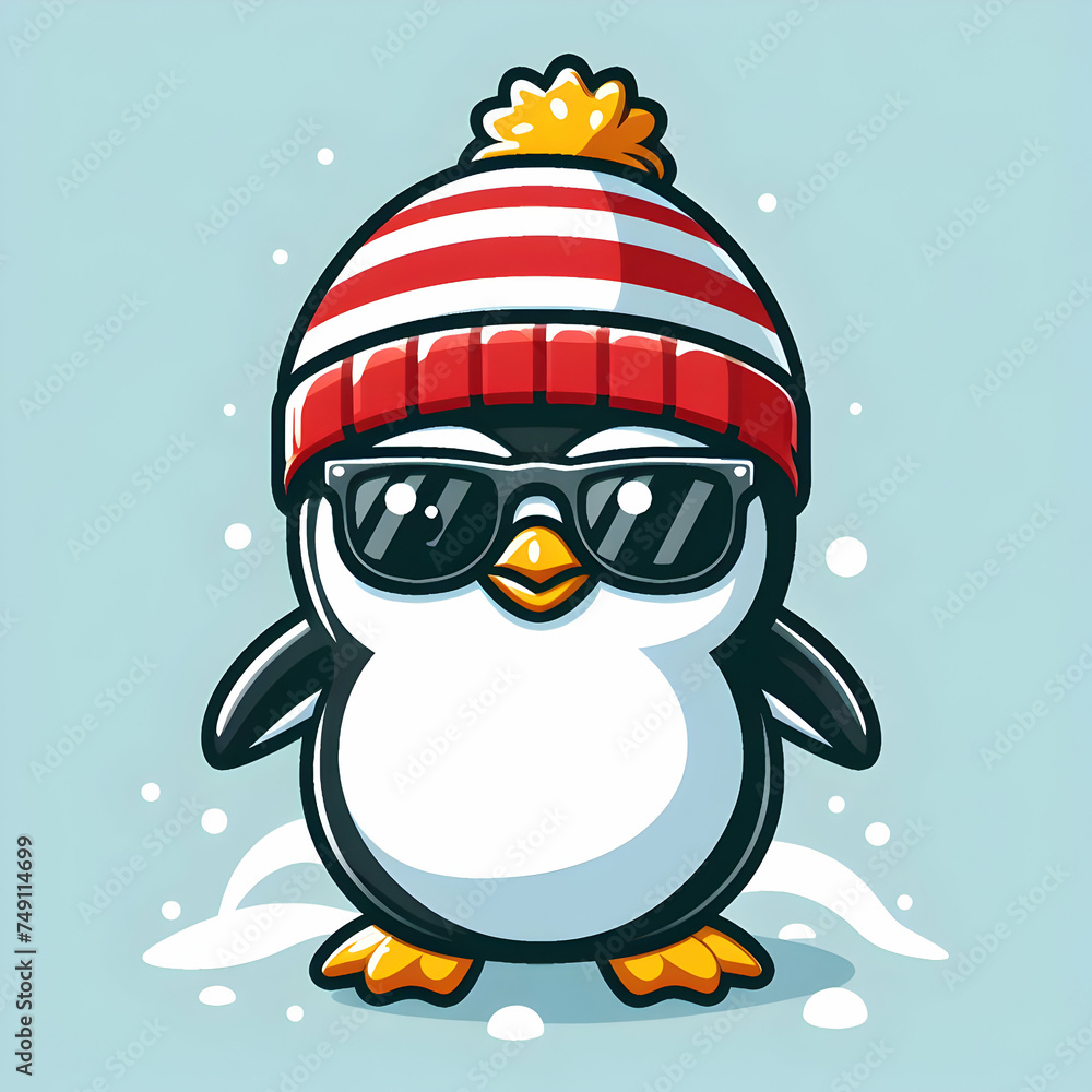 Fototapeta premium penguin with santa hat