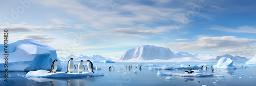 Emperor Penguins against the Backdrop of Antarctica's Majestic Icy Wilderness © Chris