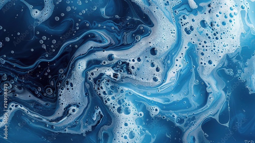 Abstract art blue paint background with liquid fluid grunge texture - obrazy, fototapety, plakaty 