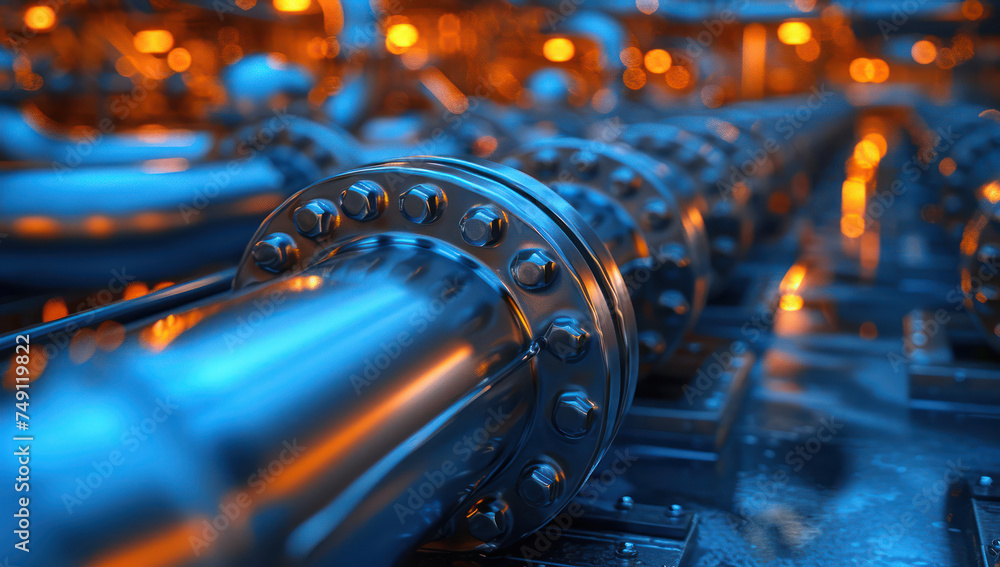 Various Pipes at an Industrial Facility extreme closeup. Generative AI Various Pipes at an Industrial Facility extreme closeup. Generative AI