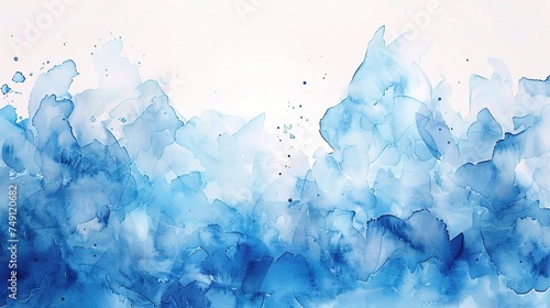 Abstract blue watercolor on white background.The color splashing on the paper