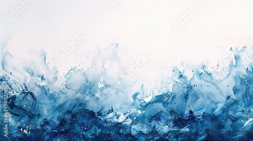 Abstract blue watercolor on white background.The color splashing on the paper