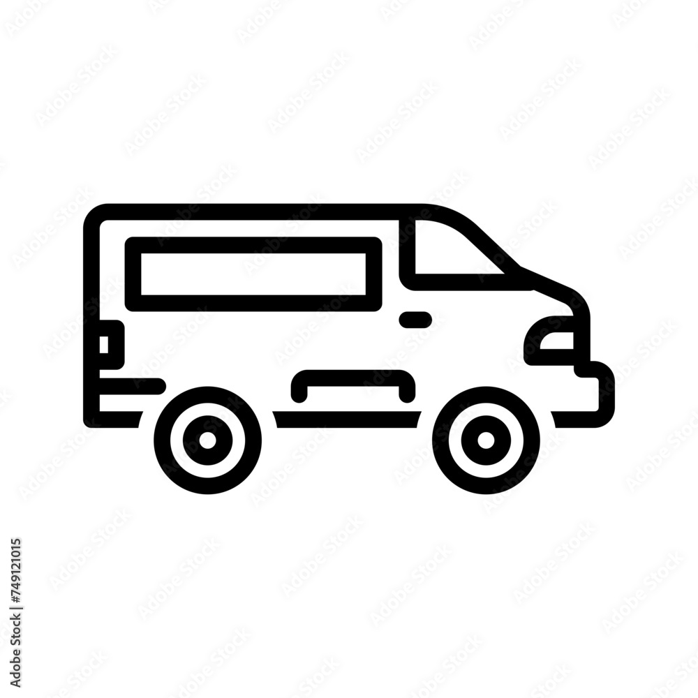 Vector black line icon for Van