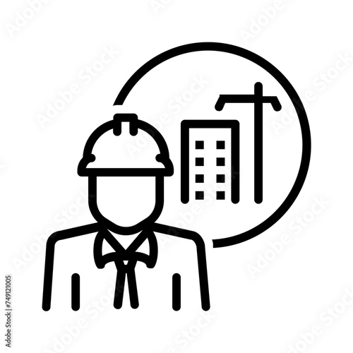 Vector black line icon for Superintendent