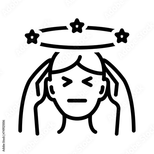 Vector black line icon for Suffering