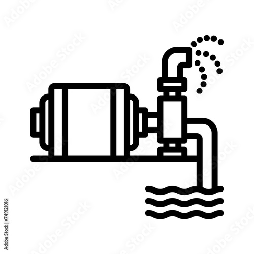 Vector black line icon for Water pump