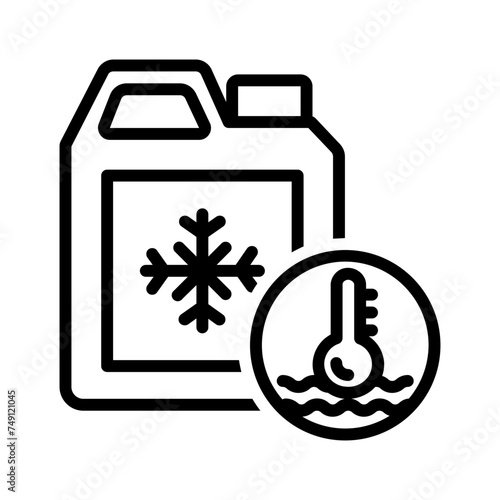 Vector black line icon for Coolant flush