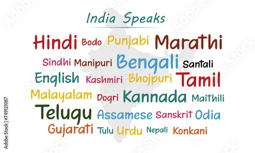 India Speaks , Indian Languages word cloud vector illustration